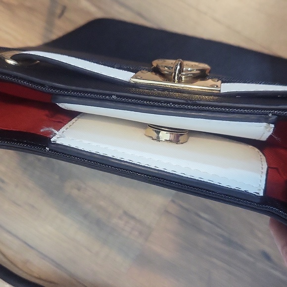 U.S. POLO ASSN Black White Tan Convertible Crossbody with Belted Lock - Picture 12 of 16